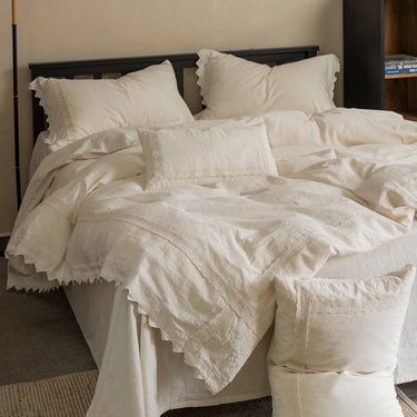 French Vintage Cotton And Linen Duvet Cover Bedding Set